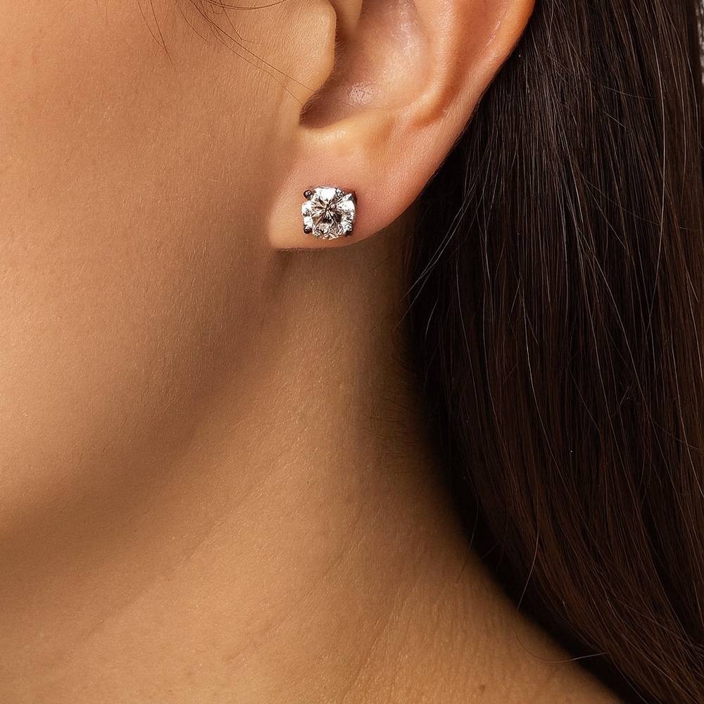 2 Ct Moissanite Stud Earrings 6.5mm Sterling Silver with GRA Report